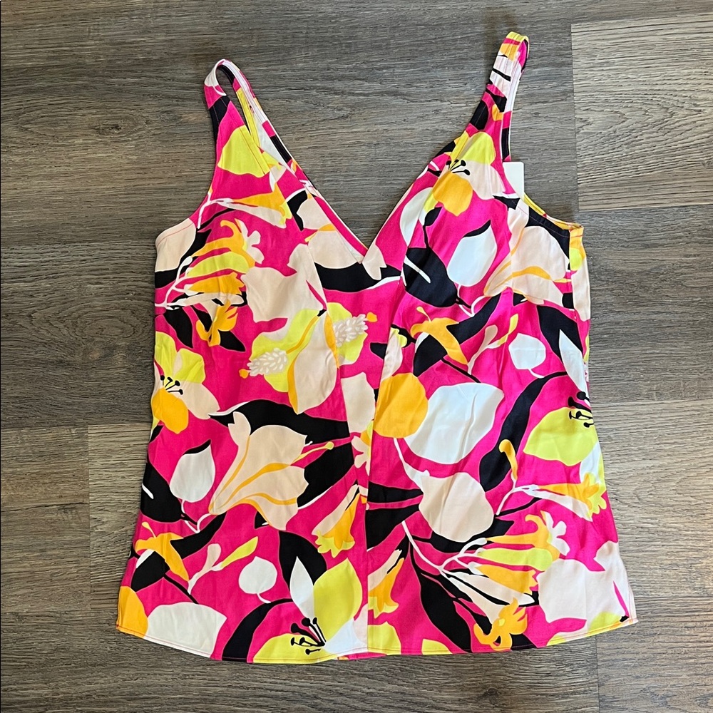 Ted Baker London Vibrant Floral Double Layer Effect Cami Top - NEW Size 1